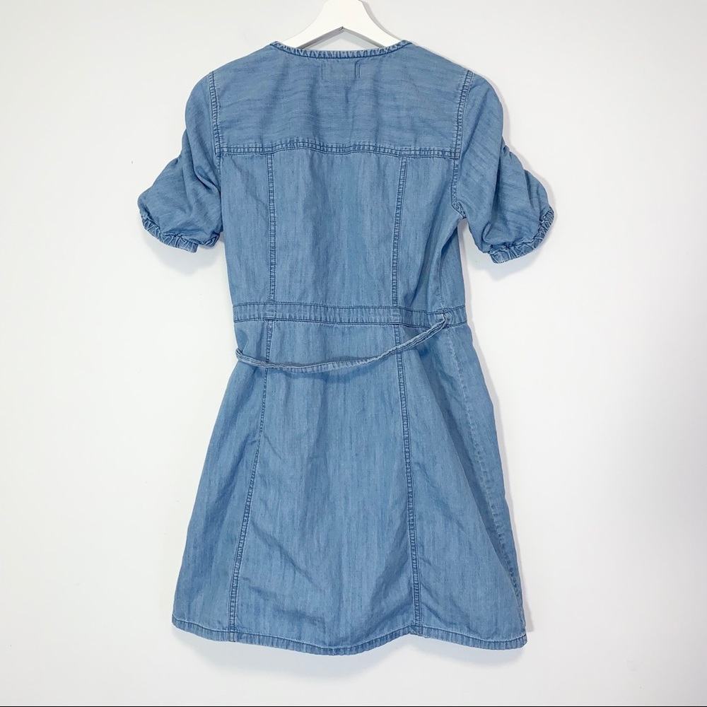 Madewell Denim Shirred-Sleeve Wrap Dress chambray - Picture 5 of 8